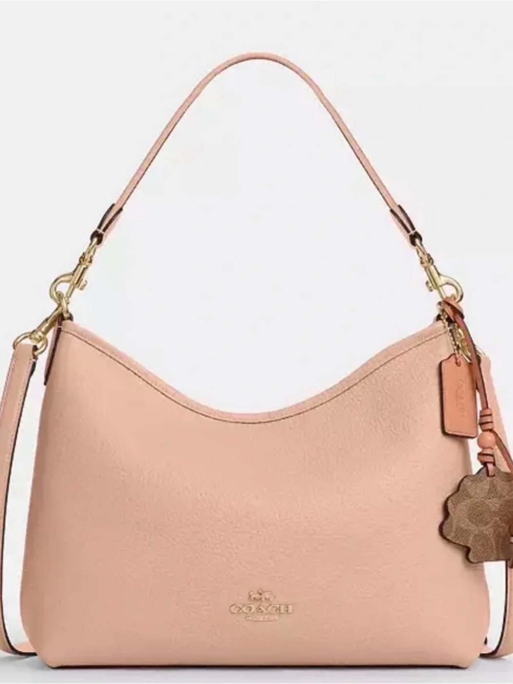 Coach Laurel Pebbled Leather Shoulder Bag in Rose/Tan